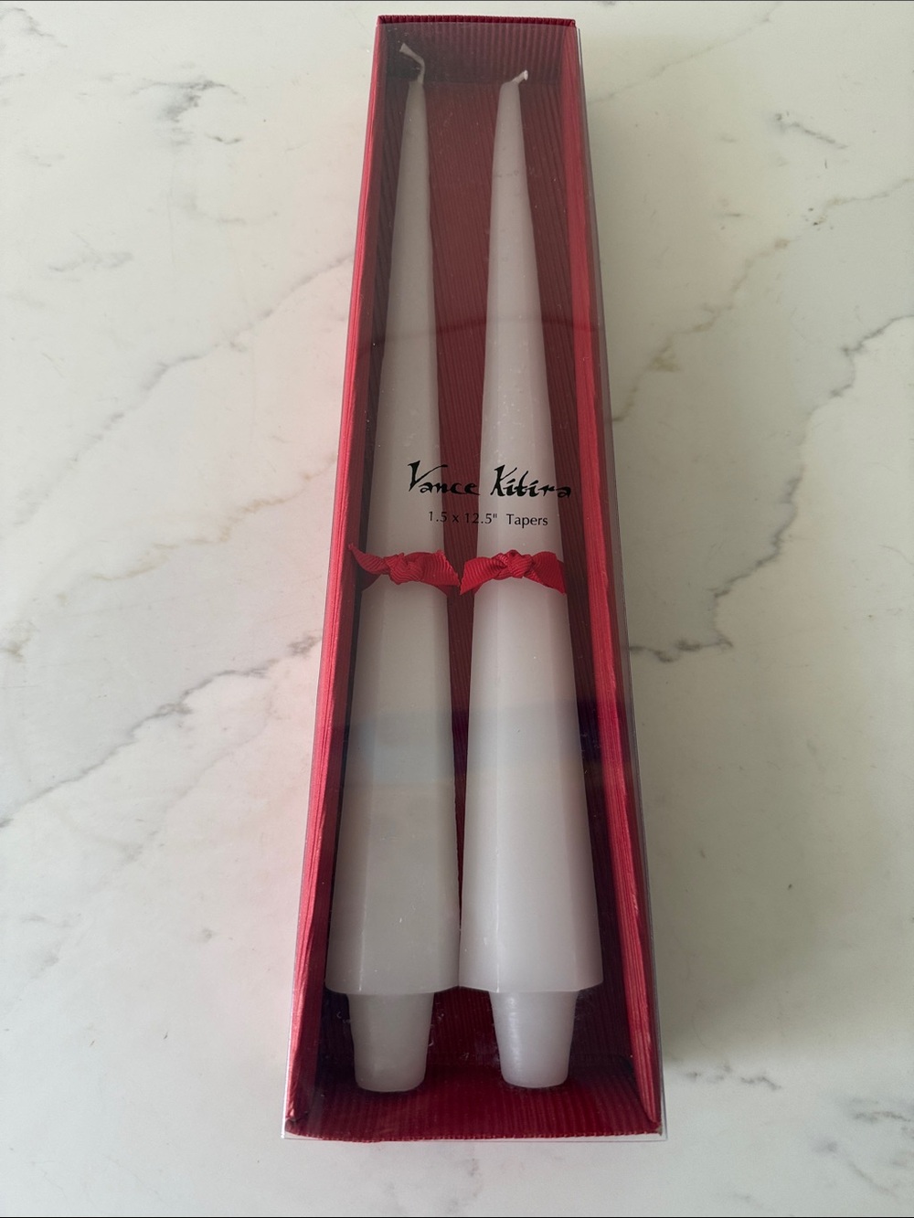 Vintage Vance Kitira White Spire Taper Candles Set of 2